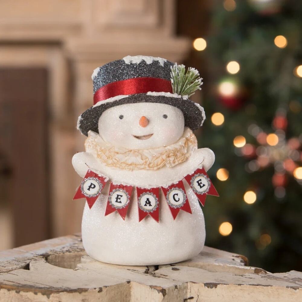 Bethany Lowe Peace Snowman - Thumbnail 2